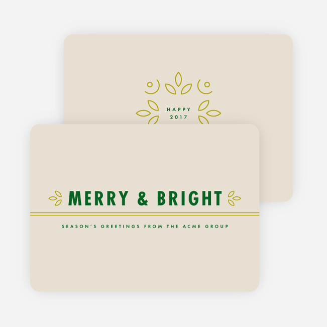 Floral Accents Corporate New Year Cards - Green