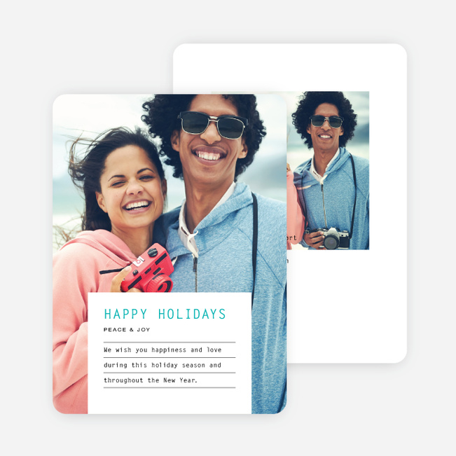 Geometric Label Holiday Cards - Blue