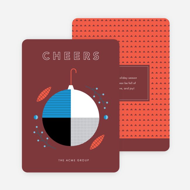 Geometric Ornament Corporate Holiday Cards - Red
