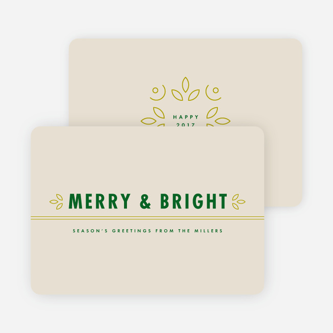Merry & Bright New Year Cards - Green