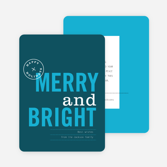 Merry & Bright Seal Holiday Cards - Blue