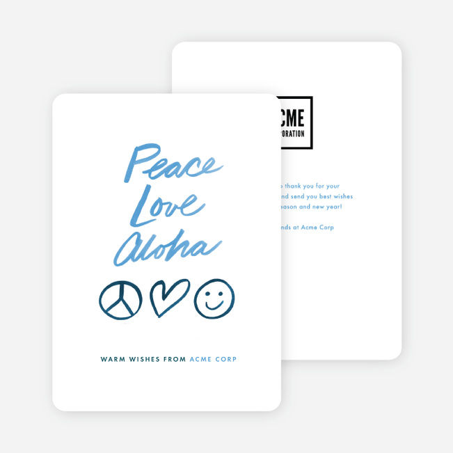 Peace Symbol Corporate Holiday Cards - Blue
