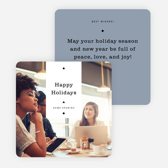 Artisanal Feel Corporate Holiday Cards - Blue