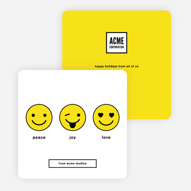 Emoticon Fun Corporate Holiday Cards - Yellow