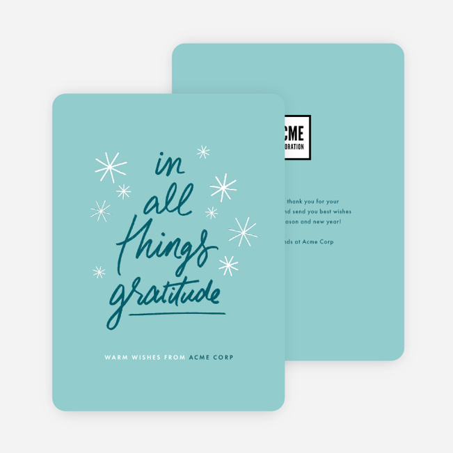 Express Gratitude Corporate Holiday Cards - Blue