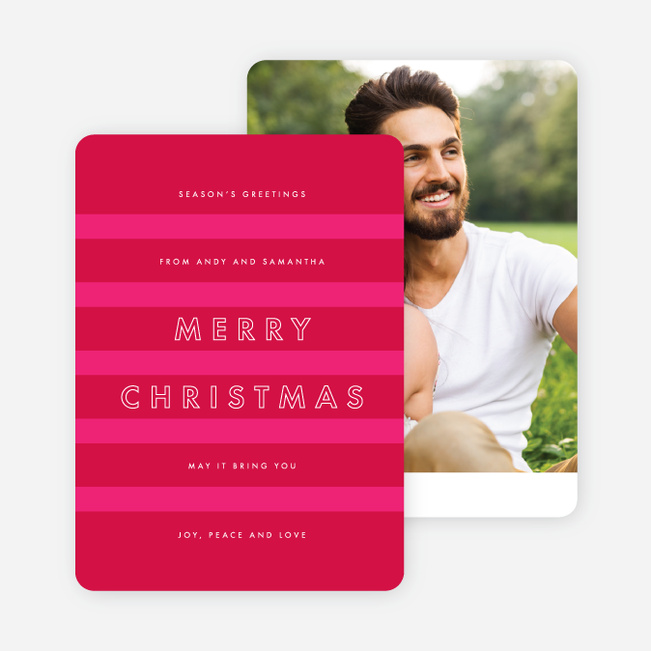 Happy Stripes Holiday Cards - Pink