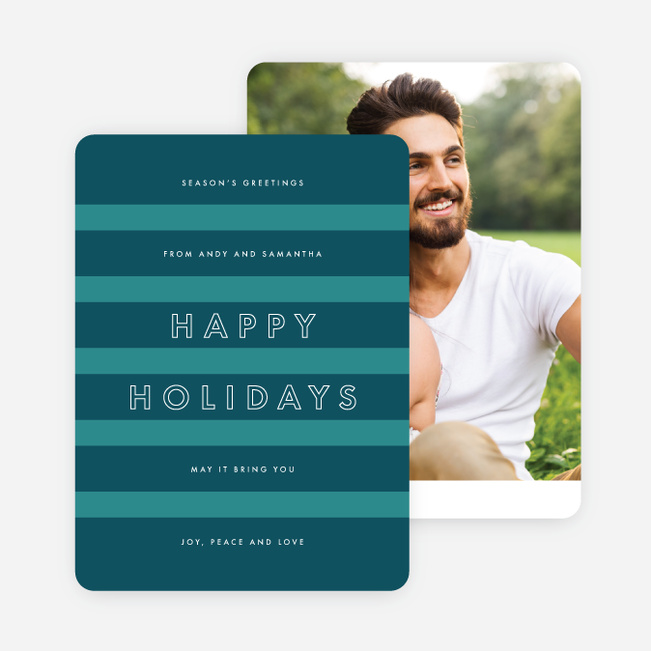 Happy Stripes Holiday Cards - Blue
