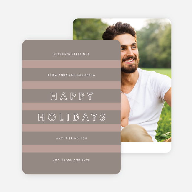 Happy Stripes Holiday Cards - Gray