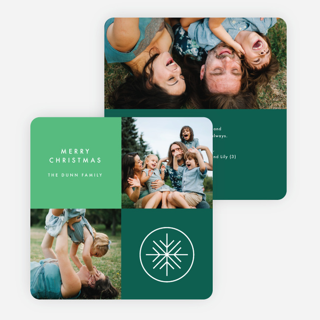 Modern Snowflake Holiday Cards - Green