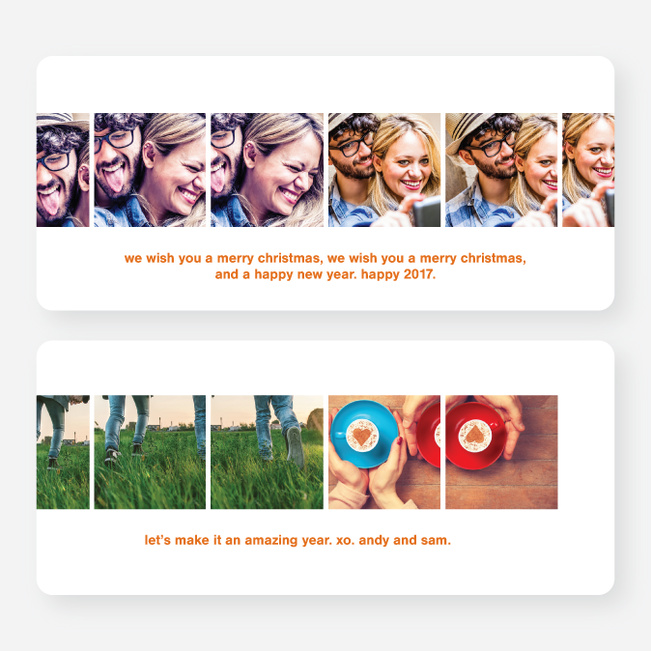 Photo Strip Family Christmas Cards - Orange