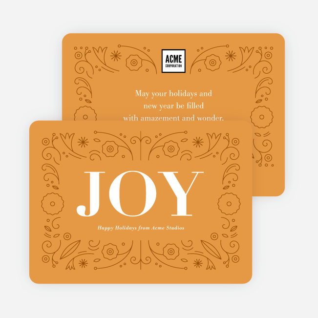 Simply Floral Corporate Holiday Cards - Yellow