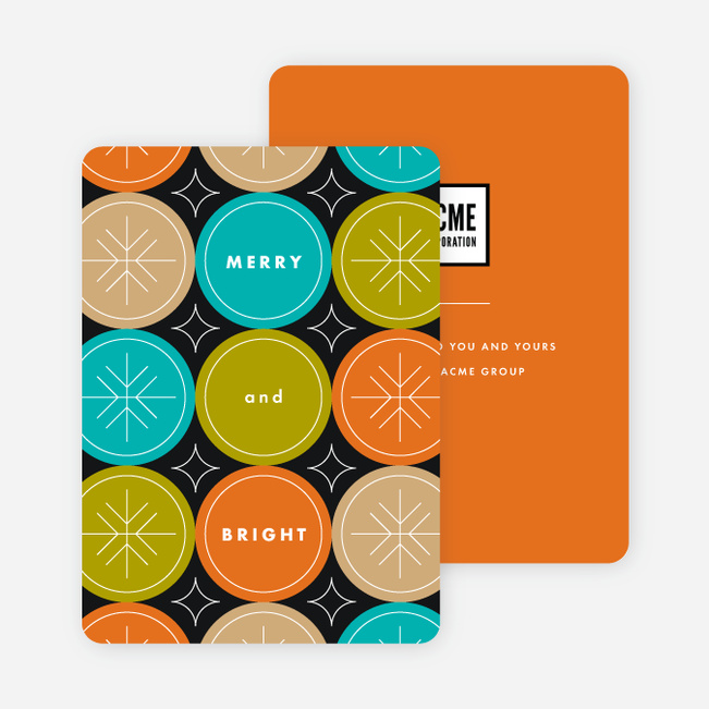 Snowflake Flurry Corporate Holiday Cards - Orange