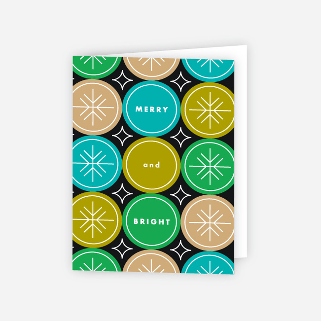 Snowflake Flurry Corporate Holiday Cards - Green
