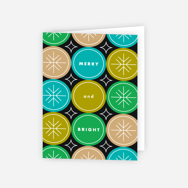 Snowflake Flurry Corporate Holiday Cards - Green