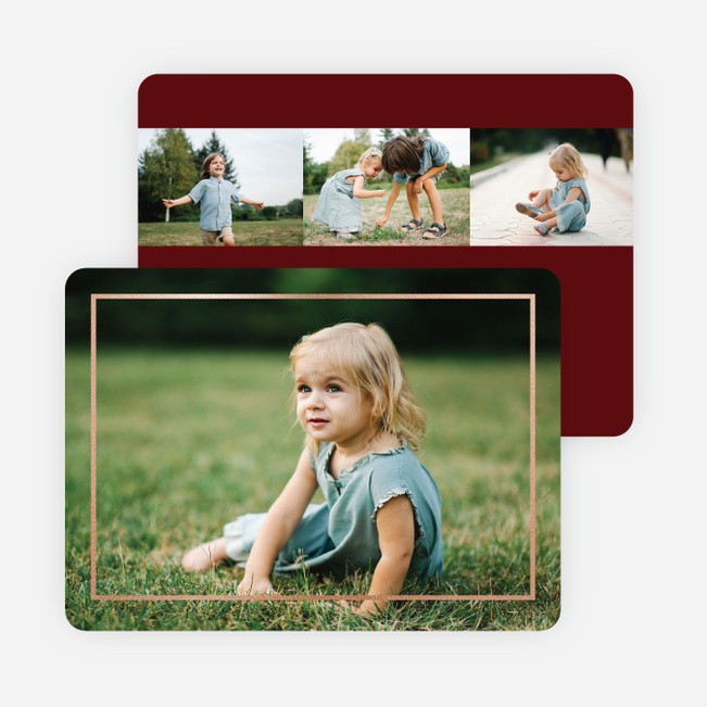 Thin Foil Border Photo Holiday Cards - Red