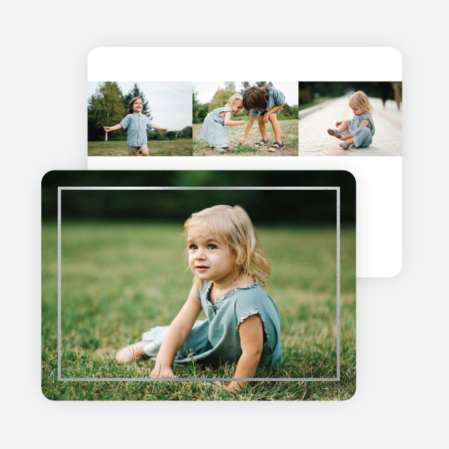 Thin Foil Border Photo Holiday Cards - Black