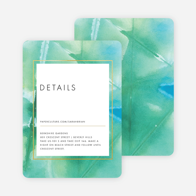 Infused Watercolors Wedding Direction Cards - Blue