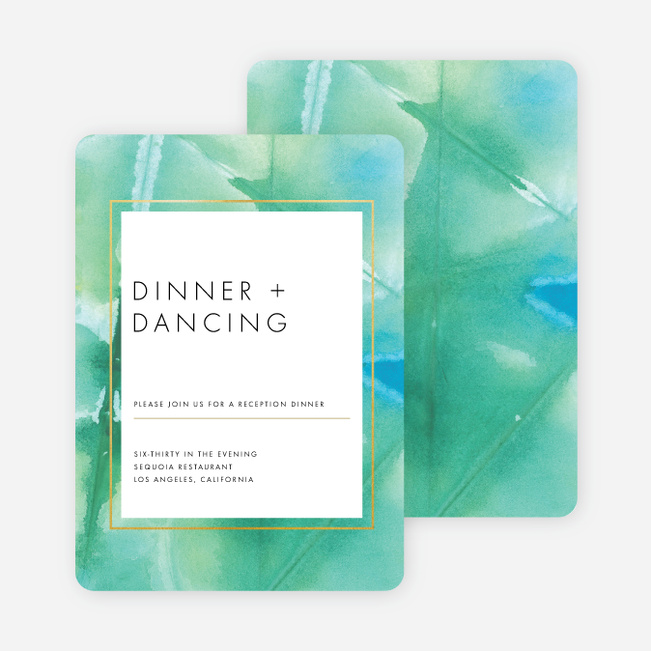 Infused Watercolors Wedding Reception Cards - Blue