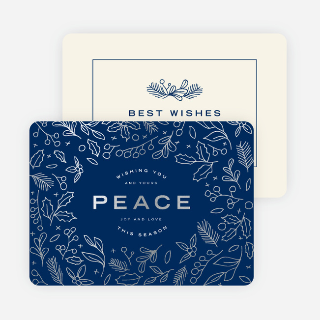Foil Peace Motif Holiday Cards - Blue