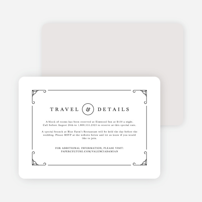 Chic Sophistique Wedding Information Cards - Black