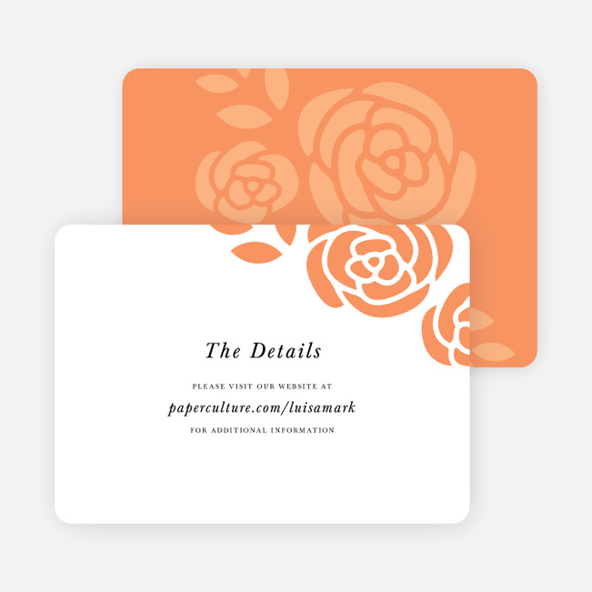 Coming Up Roses Wedding Direction Cards - Orange