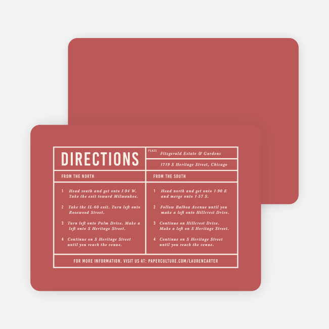 It’s a Date Wedding Direction Cards - Red