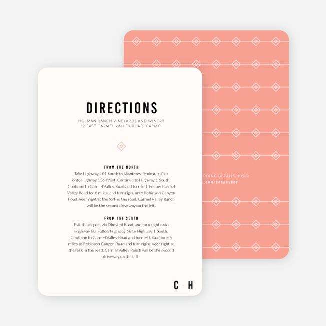 Diamonds in the Rough Wedding Information Cards - Orange