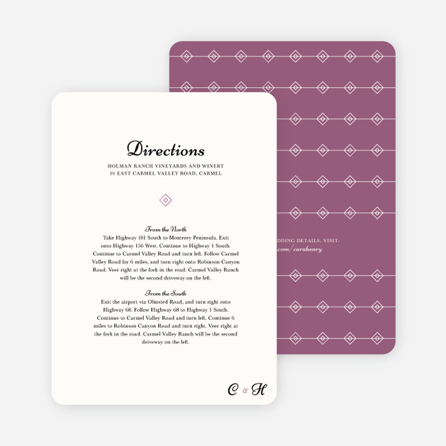 Diamonds in the Rough Wedding Information Cards - Purple