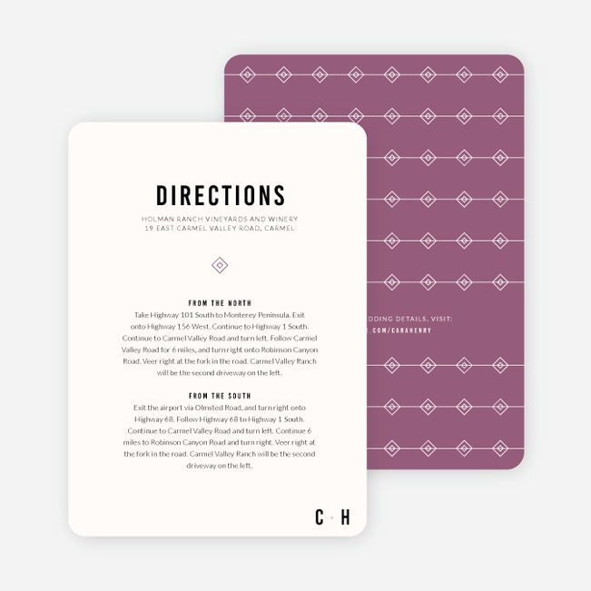 Diamonds in the Rough Wedding Information Cards - Purple