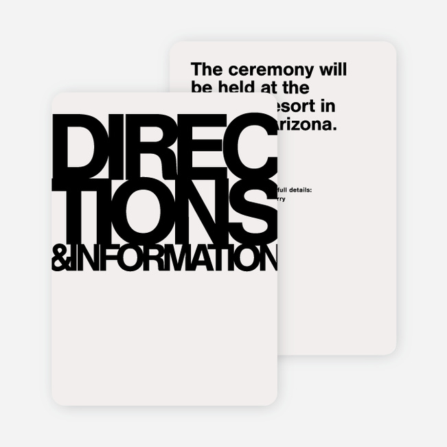 Fortune Favors the Bold Wedding Direction Cards - Black