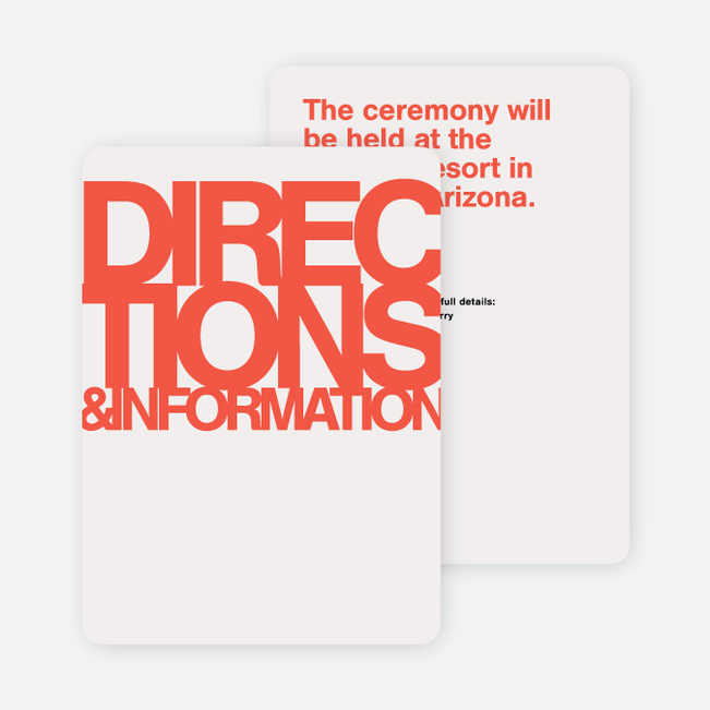 Fortune Favors the Bold Wedding Direction Cards - Red