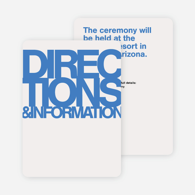 Fortune Favors the Bold Wedding Direction Cards - Blue