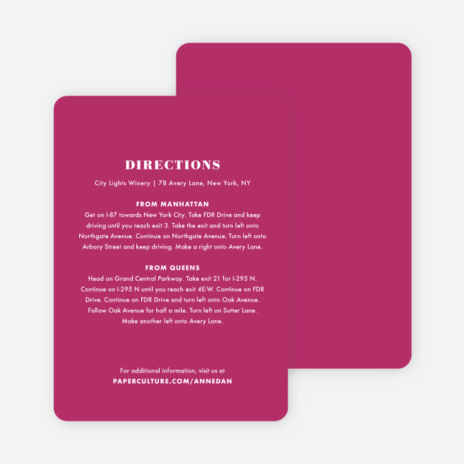 Simply Married Wedding Direction Cards - Pink