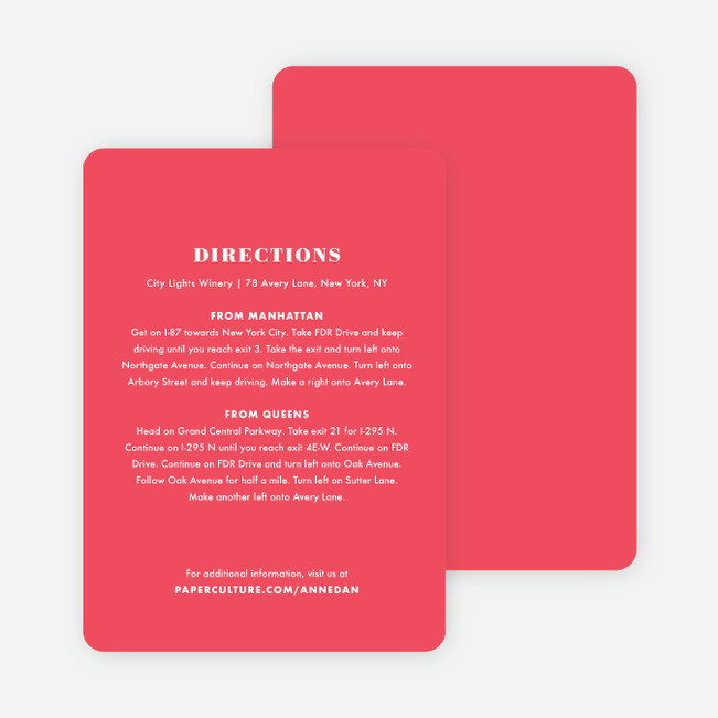 Simply Married Wedding Direction Cards - Red