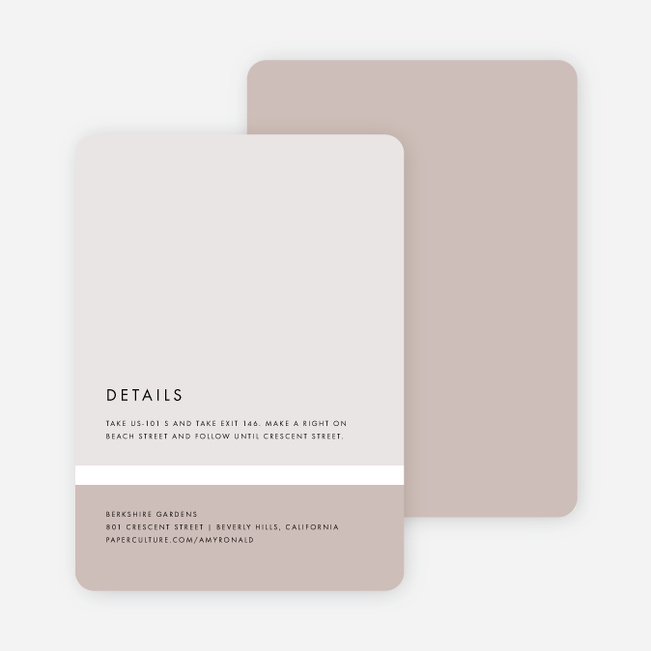 Stripe It Wedding Direction Cards - Beige