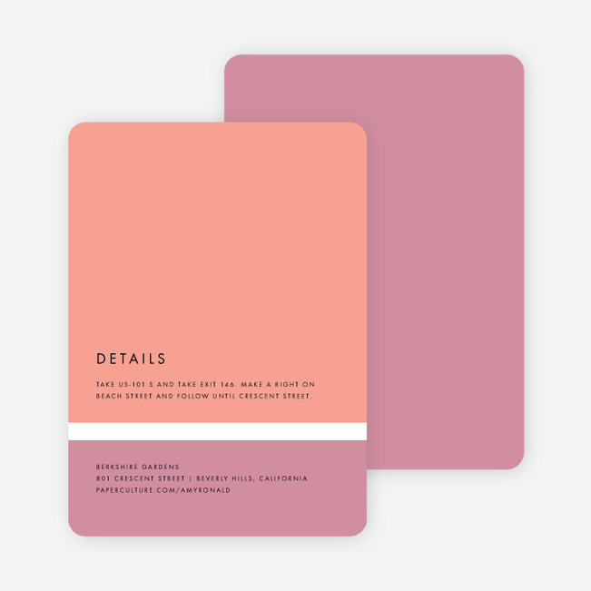 Stripe It Wedding Direction Cards - Pink