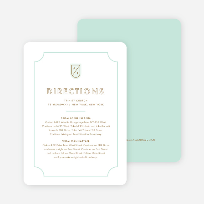 Tomorrow’s Crest Wedding Information Cards - Green