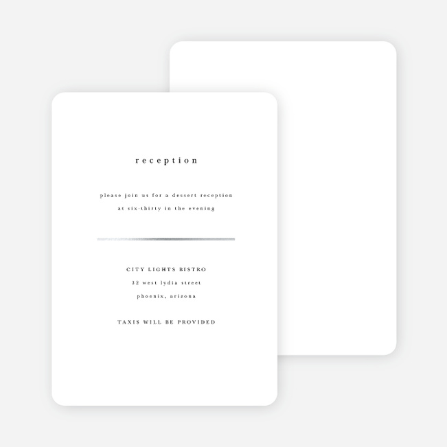 Less is More Wedding Reception Cards - White