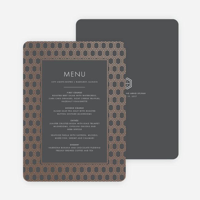 Hexagon Bliss Wedding Menus - Gray