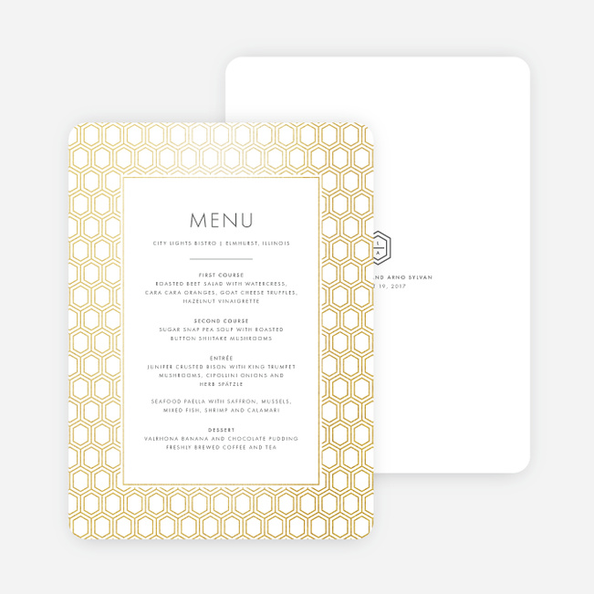 Hexagon Bliss Wedding Menus - White