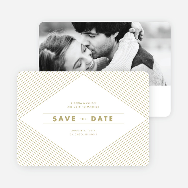 Diamond Chic Wedding Save the Date Cards - Beige