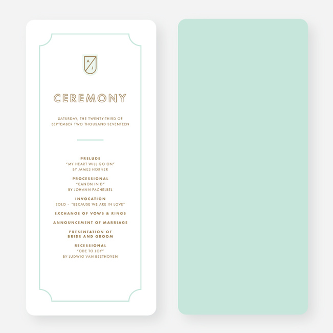 Family Crest Wedding Programs - Green