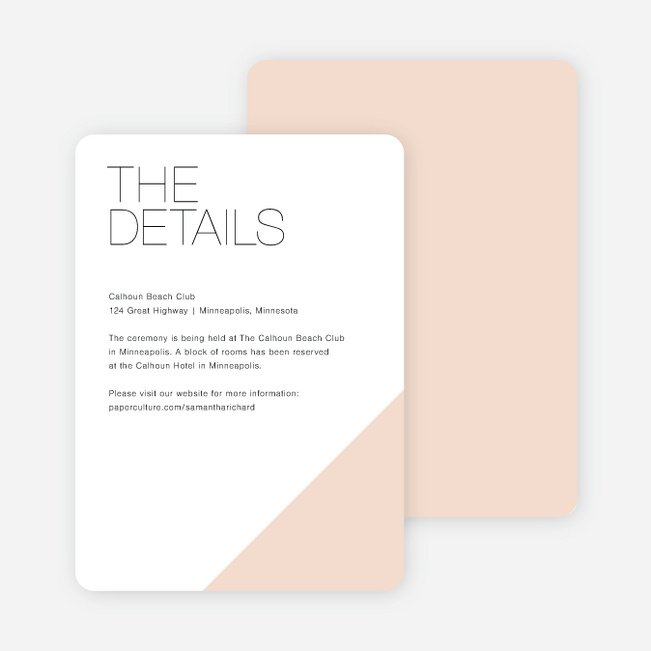 Cornerstones of Bliss Wedding Direction Cards - Pink