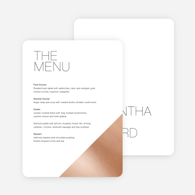Cornerstones of Bliss Wedding Menus - White