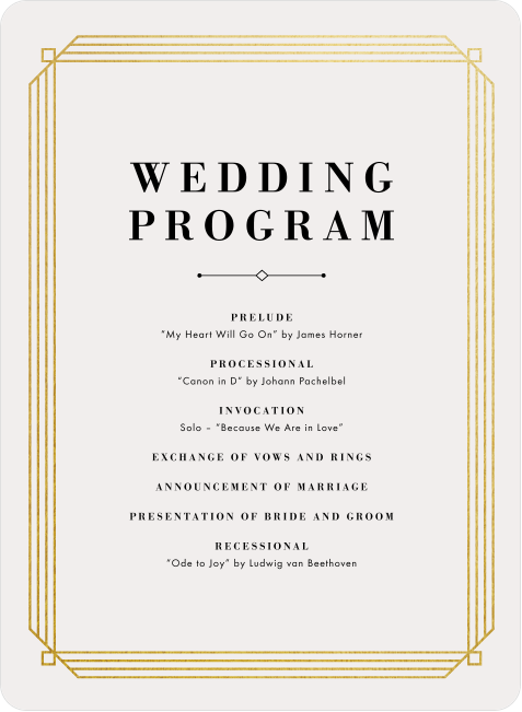 Art Deco Wedding Programs Paper Culture