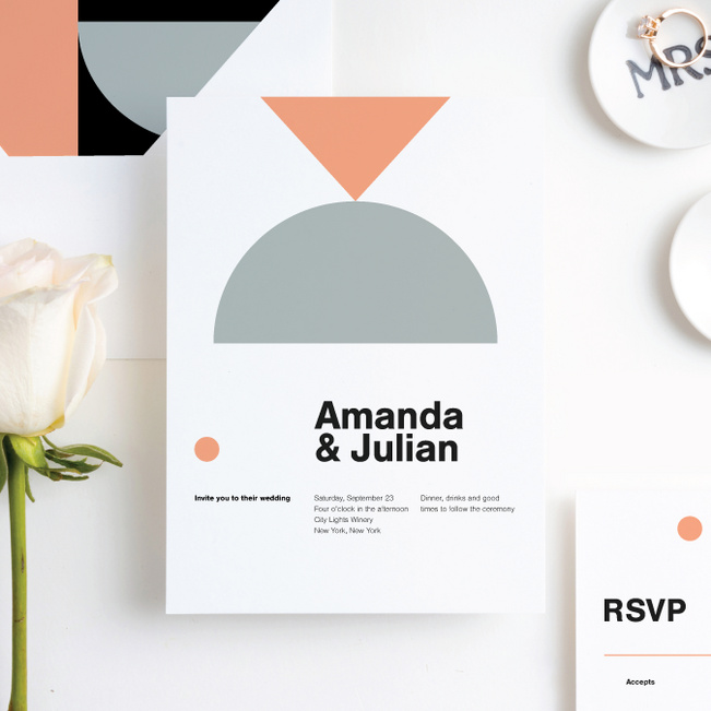 Shape Art Wedding Invitations - Orange
