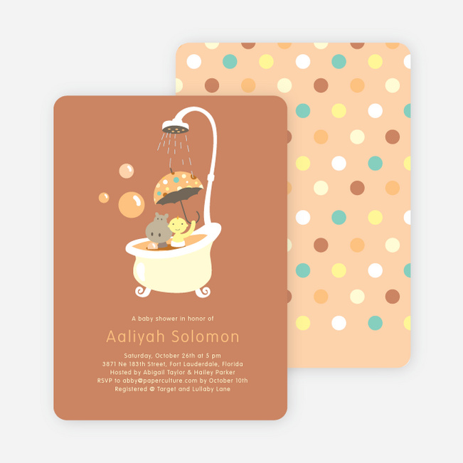 Rub a dub dub, a Hippo in the Tub Baby Shower Invitations - Cinnamon