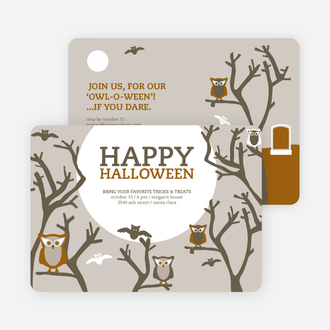 Owl and Graveyard Halloween Party Invitations | Paper Culture