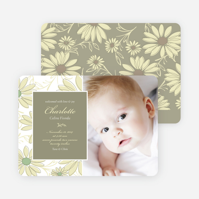 Flower Child Flower Power Birth Announcements - Green Formal