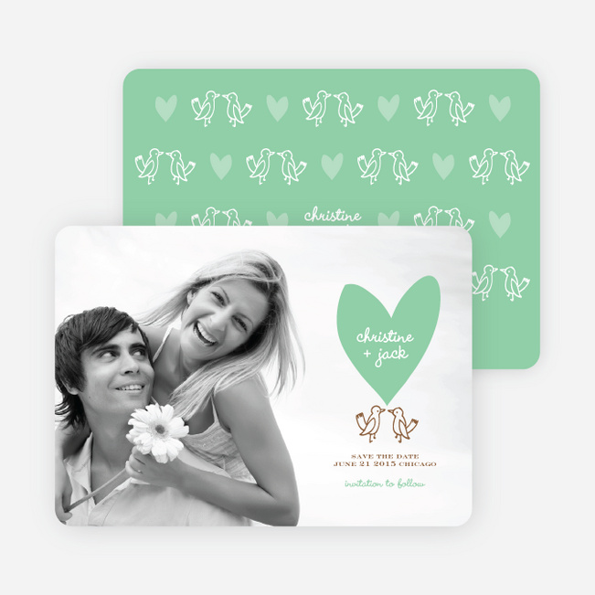 Lovebird Inspired Save the Date Cards - Pistachio
